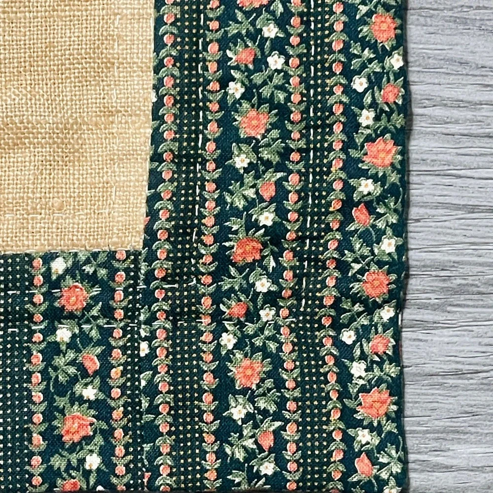 Vintage Crewel Wall Art Hanging Burlap Tapestry Mini Textile 11x11 Handmade Boho